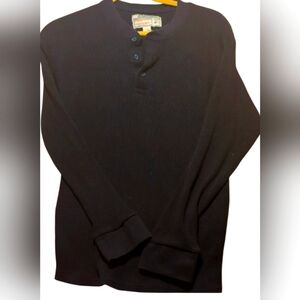 Black Henley Long Sleeve Shirt. Men's.  Large.